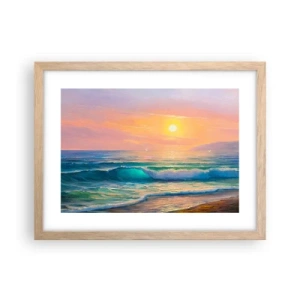 Poszter világos tölgy keretben - A hullámok türkizkék dala - 40x30 cm