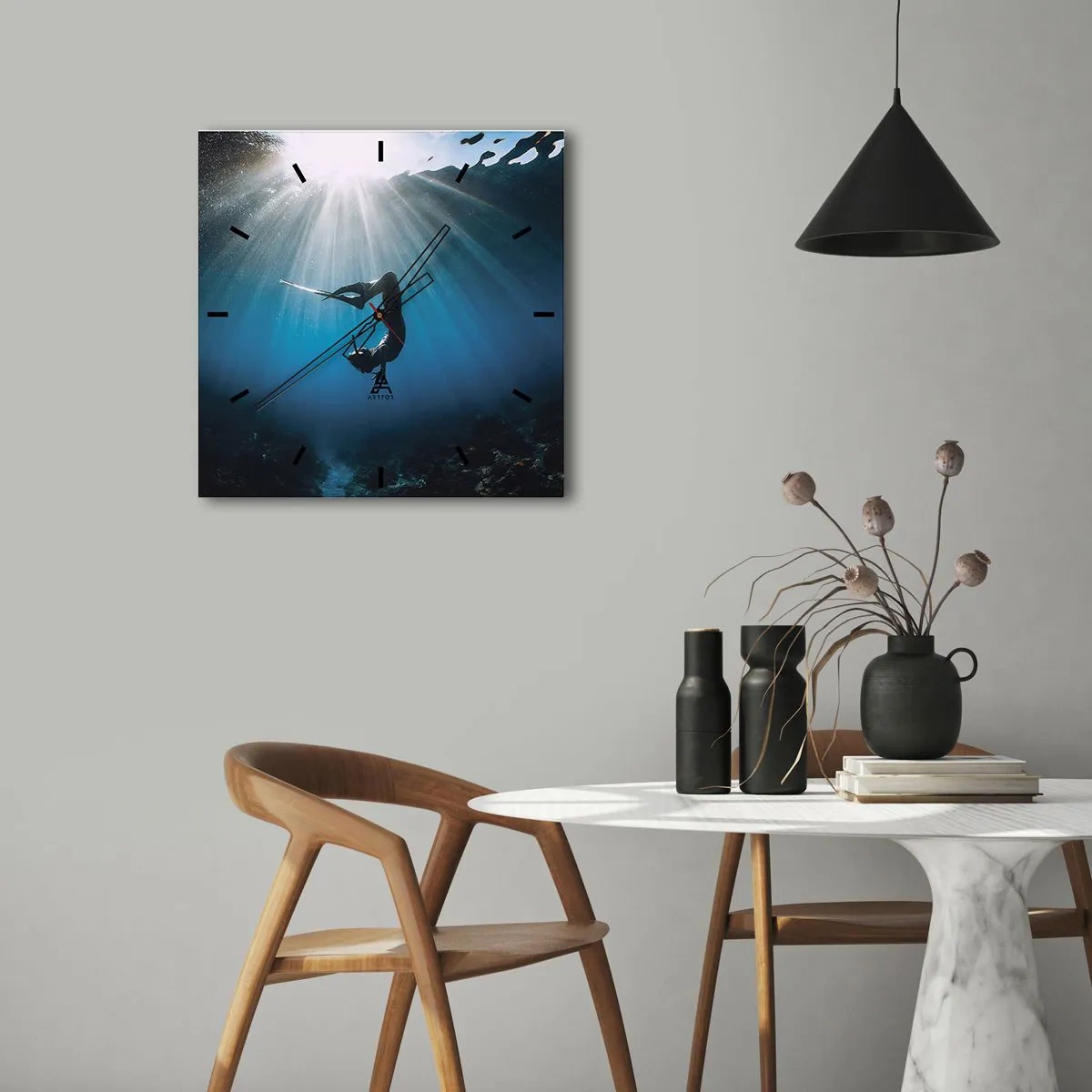 Falióra, Óra - Víz alatti tánc - 30x30 cm