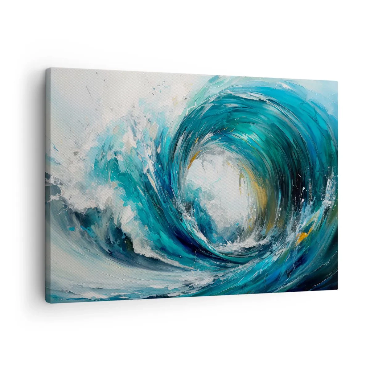 Vászonkép - Dinamikus hullám kék és türkiz árnyalatokban - 70x50cm - Tengeri portál - Modern fali dekoráció nappalihoz és hálószobához ARTTOR