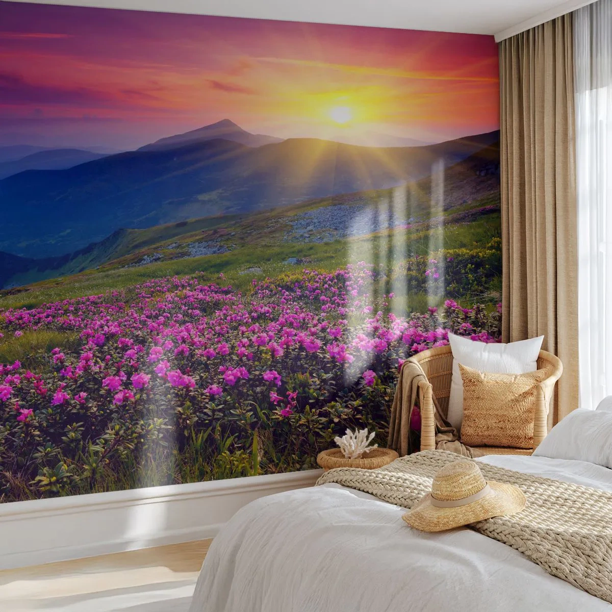 Fotótapéta Premium Sand - … És körülötte hegyi fenyő és gyógynövények illata - Tájkép, Hegyek, Napnyugta - 100x70 cm