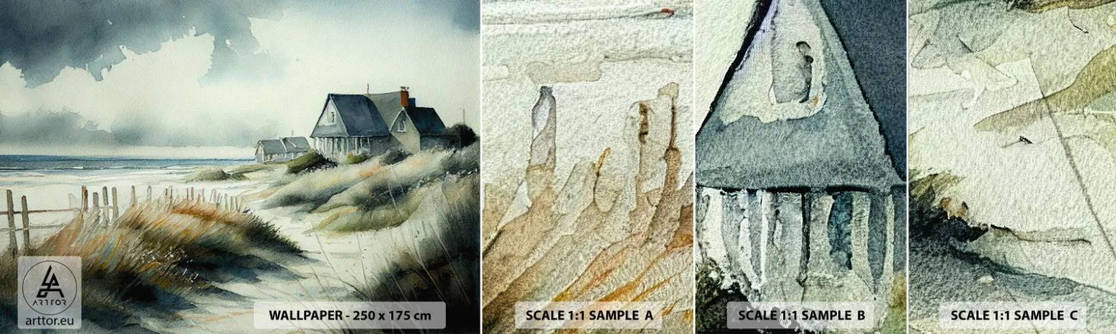 Fotótapéta Minta Öntapadós Deluxe Sticker - Távol a nyüzsgéstől  - Ház, Strand, Tenger - 100x30 cm