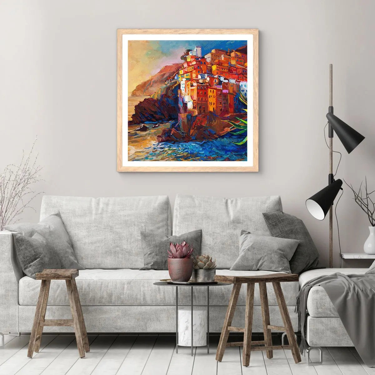 Poszter világos tölgy keretben - Olasz hangulatok - 30x30 cm