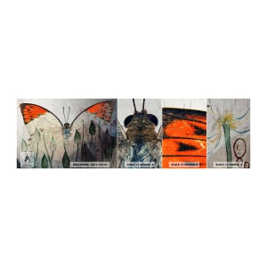 Fotótapéta Minta Standard Eco - „Ahol a pillangó himbálózik a füvön" - Absztrakció, Pillangó, Természet - 100x30 cm