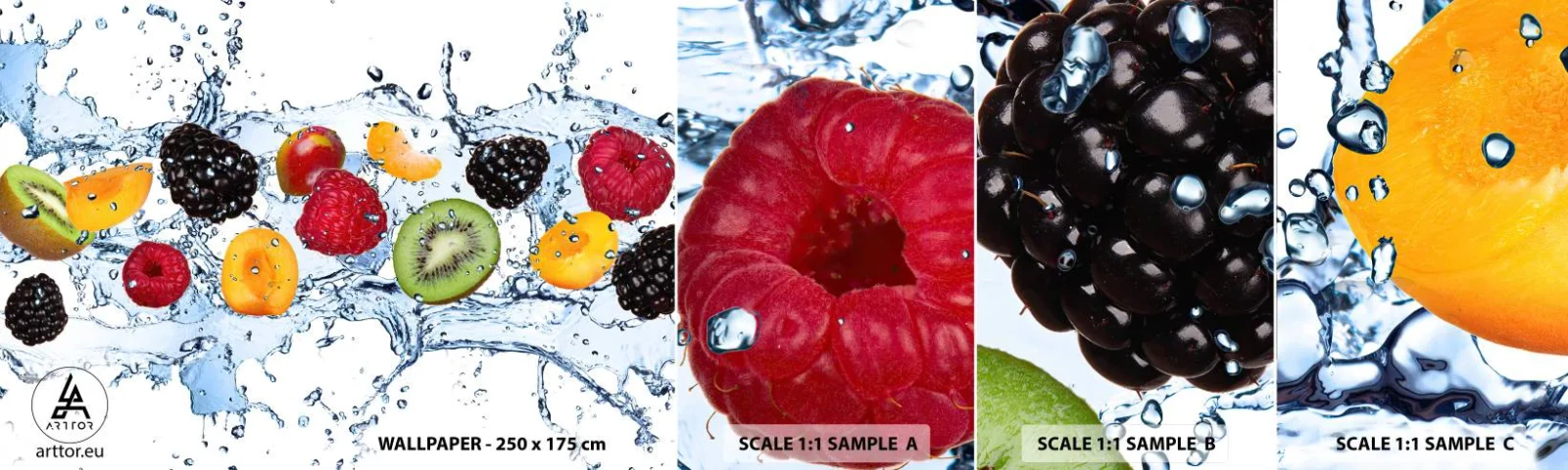 Fotótapéta Minta Öntapadós Deluxe Sticker - Játsz velünk - Gyümölcs, Absztrakció, 3D - 100x30 cm