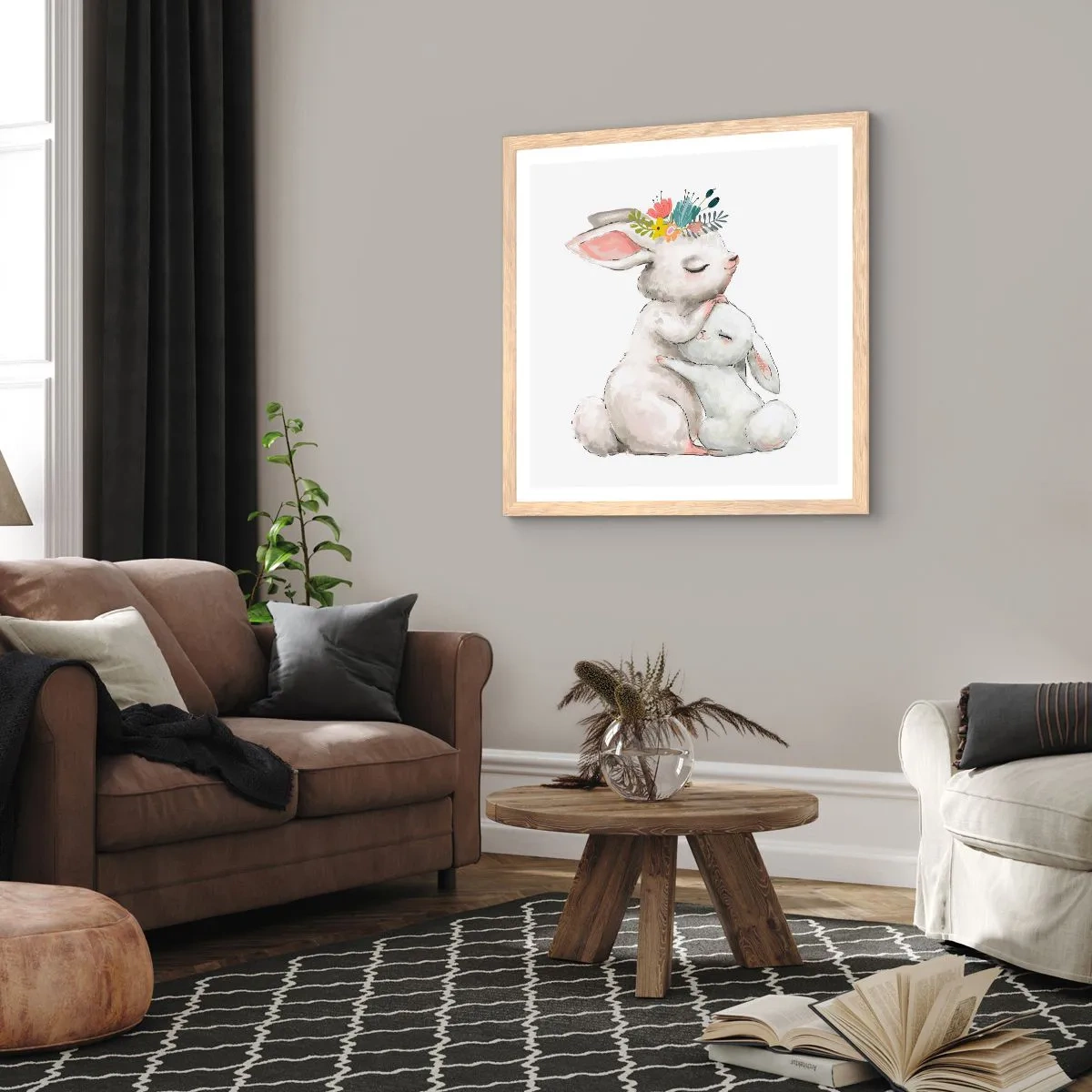 Poszter világos tölgy keretben - Nincs olyan, mint anyánál - 60x60 cm