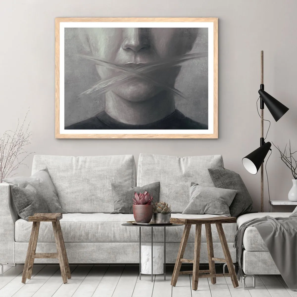 Poszter világos tölgy keretben - Szó nélkül - 100x70 cm