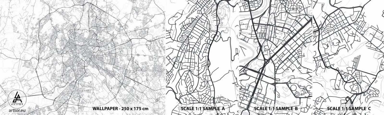 Fotótapéta Minta Öntapadós Deluxe Sticker - Római kör - Város, Város térkép, Róma - 100x30 cm