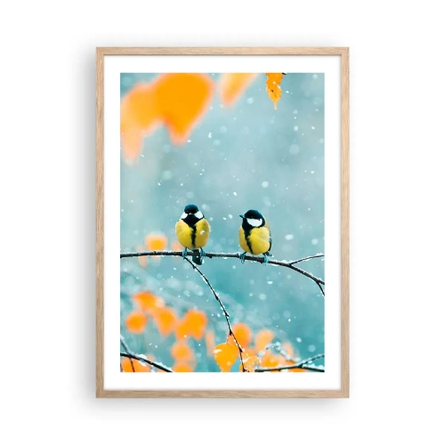 Poszter világos tölgy keretben - Madárpletykák - 50x70 cm