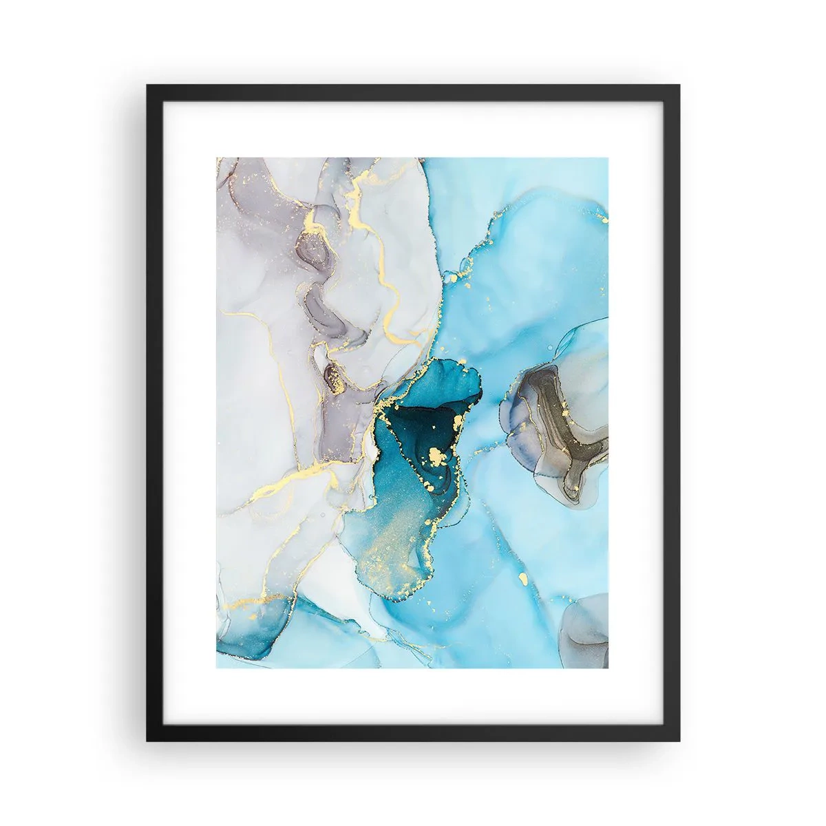 Poszter fehér keretben - Tanulmány a szürke és a türkiz találkozásáról - 40x50 cm