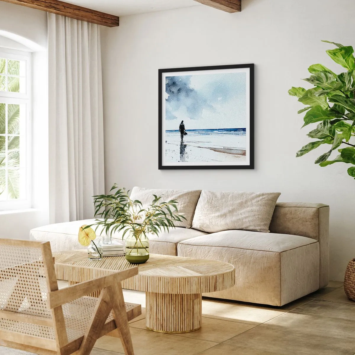 Poszter fehér keretben - Beszélgetés a tengerrel - 50x50 cm