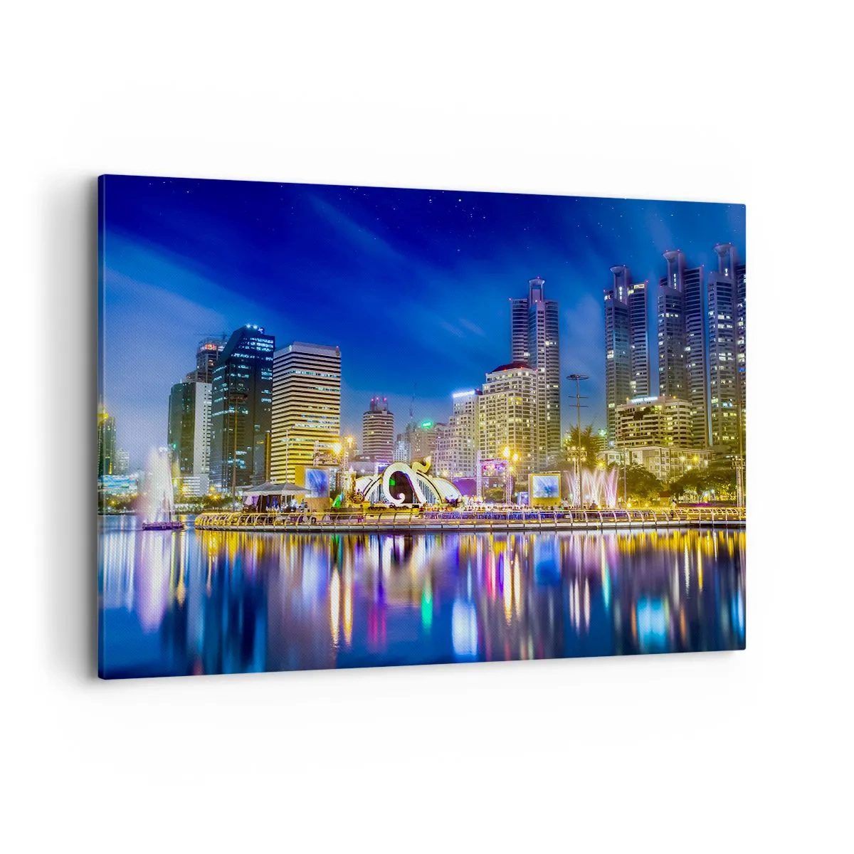 Vászonkép - Metropolis szivárvány éjszakája - 100x70 cm