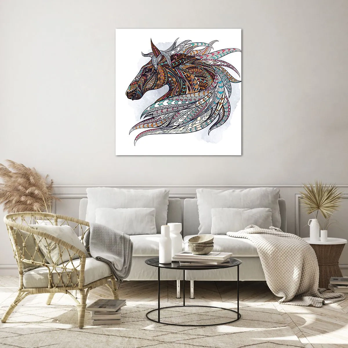 Üveg kép - Kelta harcos lova - 40x40 cm