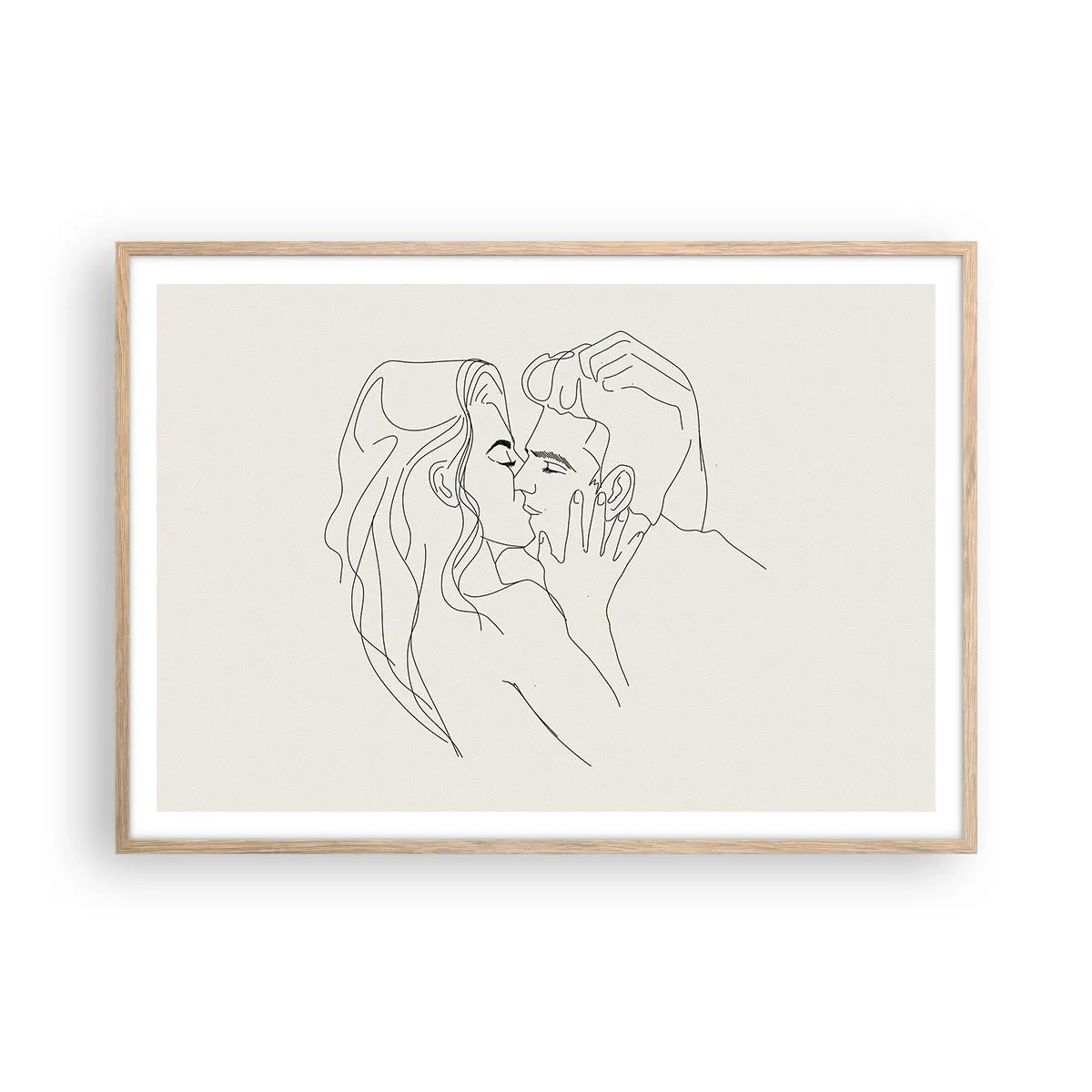 Poszter világos tölgy keretben - Összegabalyodva az érzésben - 100x70 cm