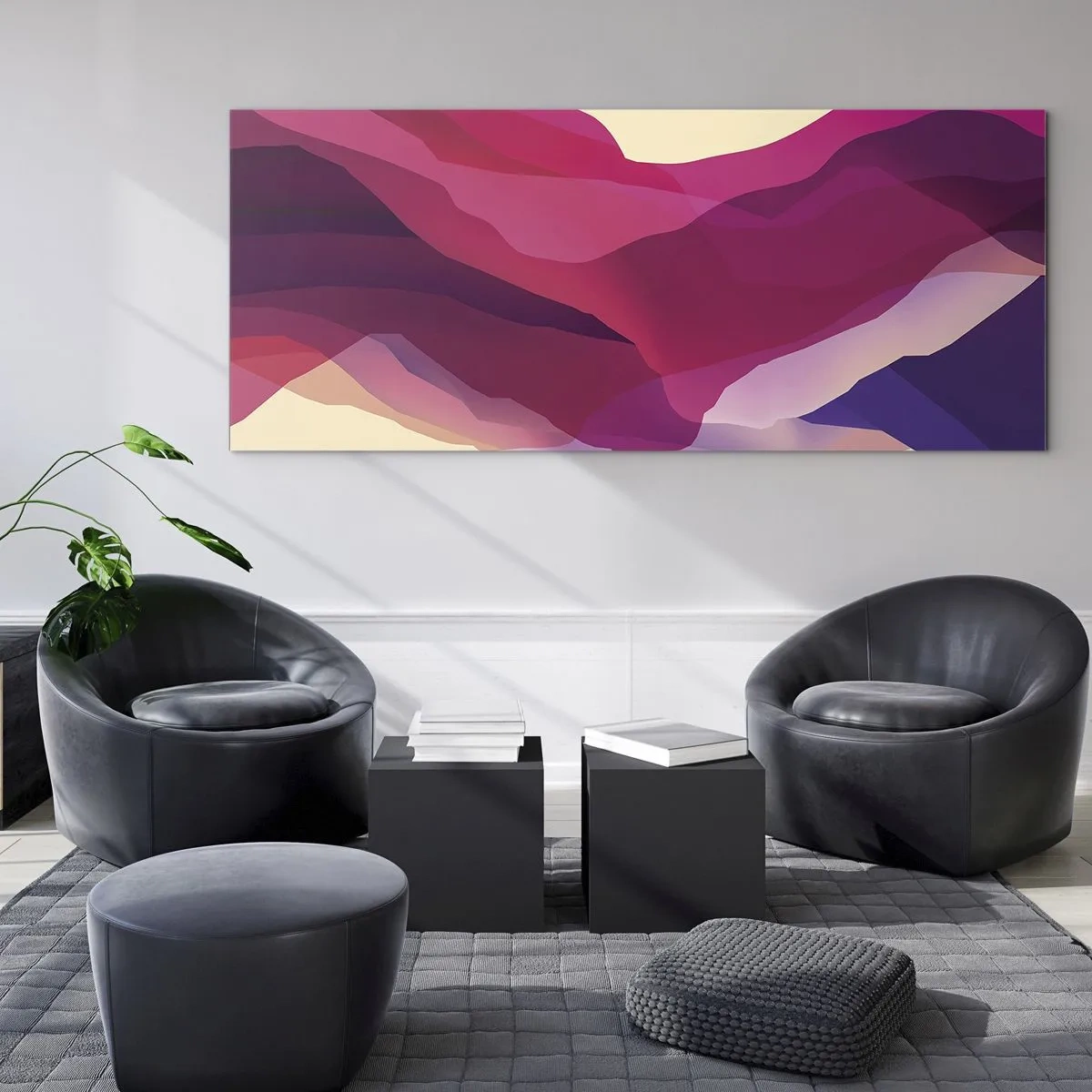 Üveg kép - Bíbor hullámok - 120x50 cm