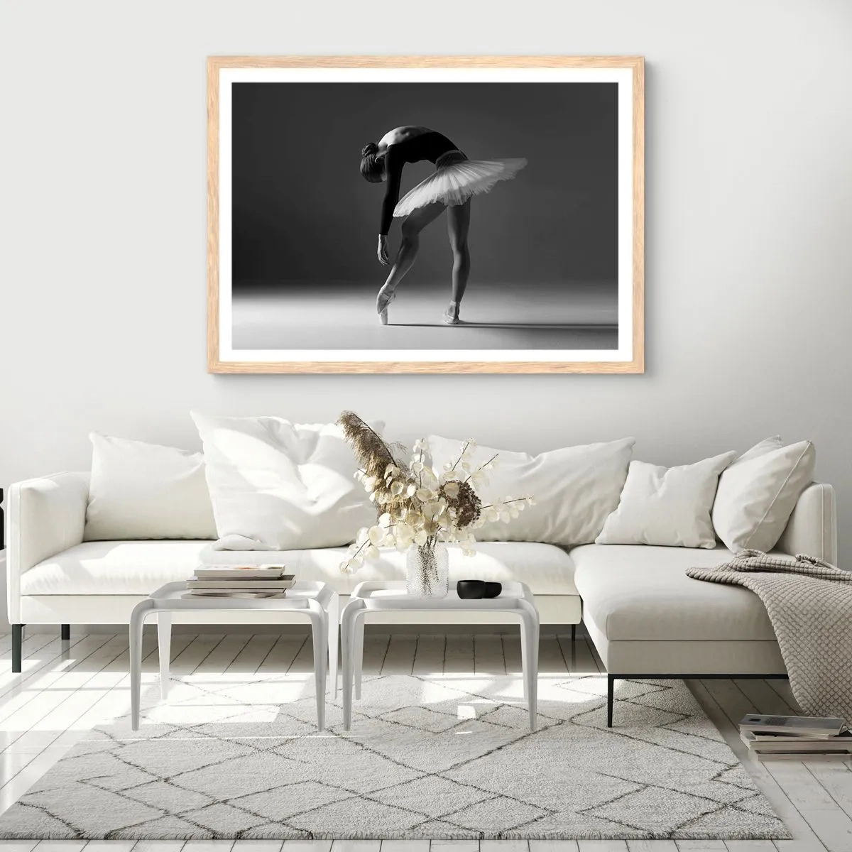 Poszter világos tölgy keretben - Bella balerina - 50x40 cm