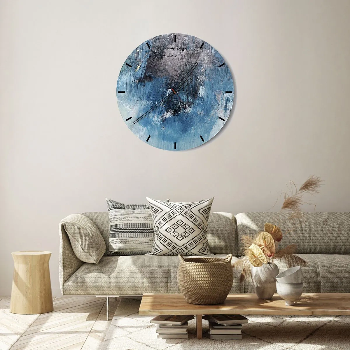 Falióra, Óra - Absztrakt textúra kék árnyalatokban - 30x30cm - Kék rapszódia - Modern fali dekoráció nappalihoz, konyhához és hálószobához ARTTOR