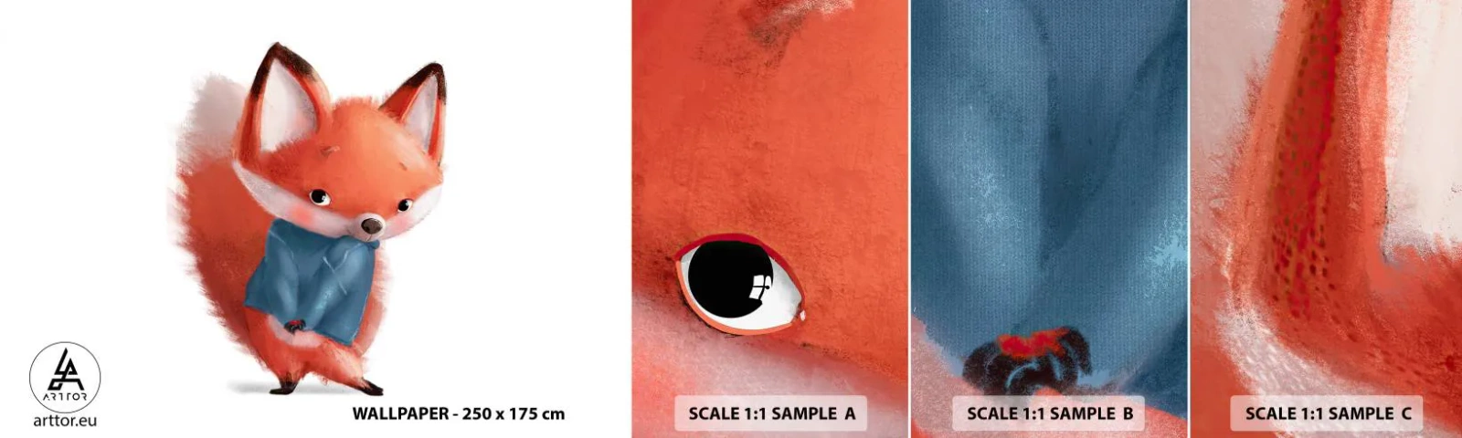 Fotótapéta Minta Standard Eco - Jó áll rajtam? - Gyerekeknek, Róka, Tündérmese - 100x30 cm