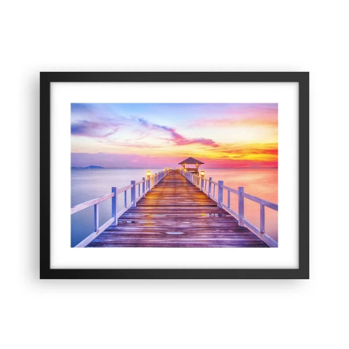 Poszter fehér keretben - Az est lilás-arany csendje - 40x30 cm