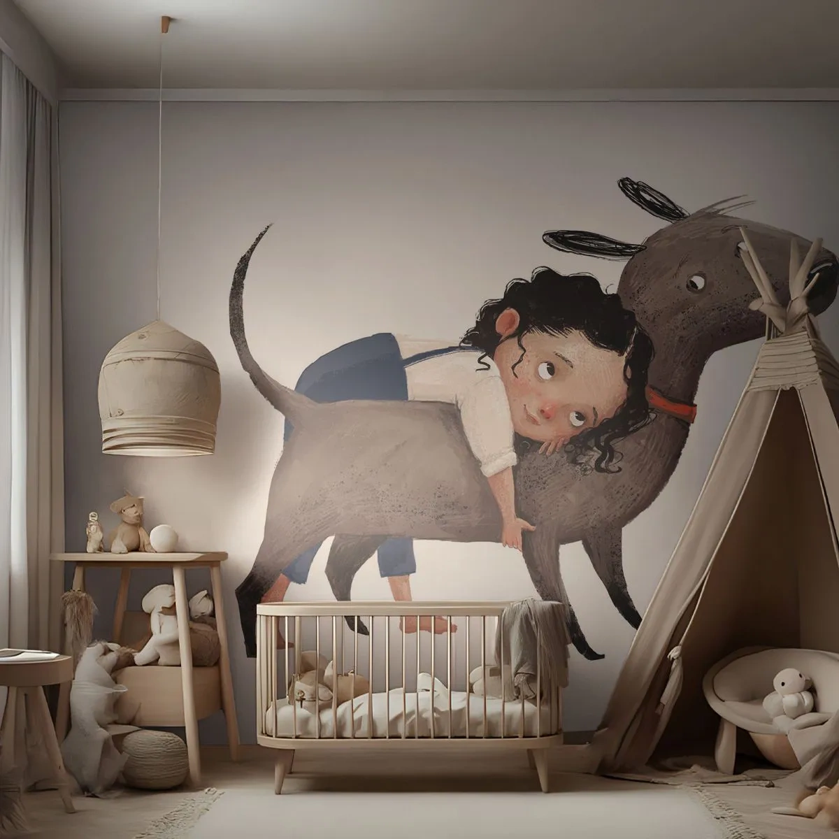 Fotótapéta Standard Eco - Legjobb barátok - Gyerekeknek, Kutya, Lány - 350x256 cm