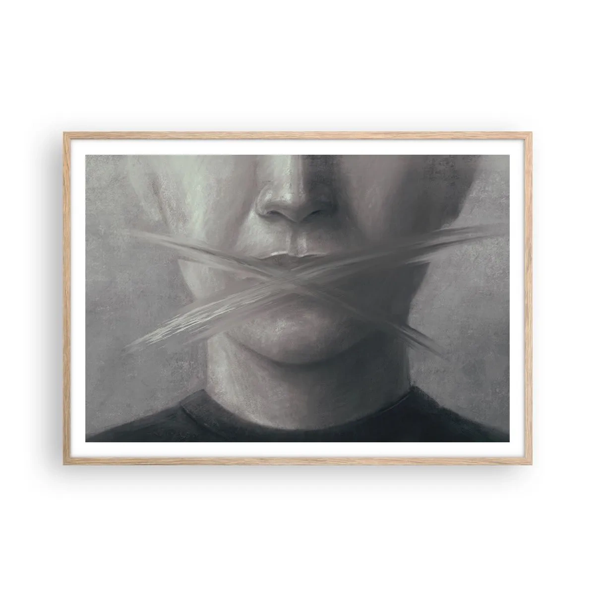 Poszter világos tölgy keretben - Szó nélkül - 100x70 cm