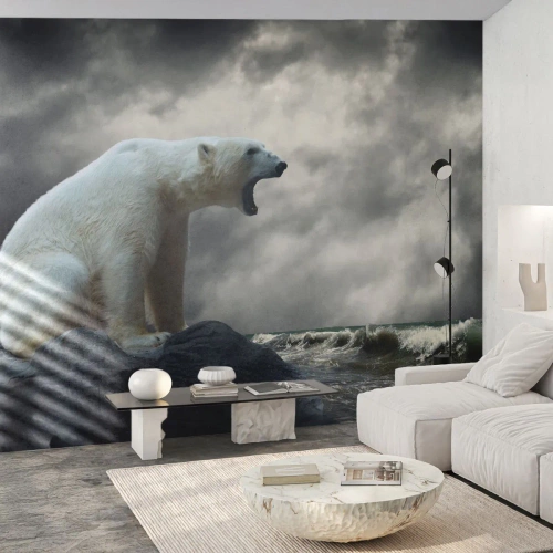 Fotótapéta Premium Sand - A sarkvidék magányos királya - Állatok, Jegesmedve, óceán - 100x70 cm