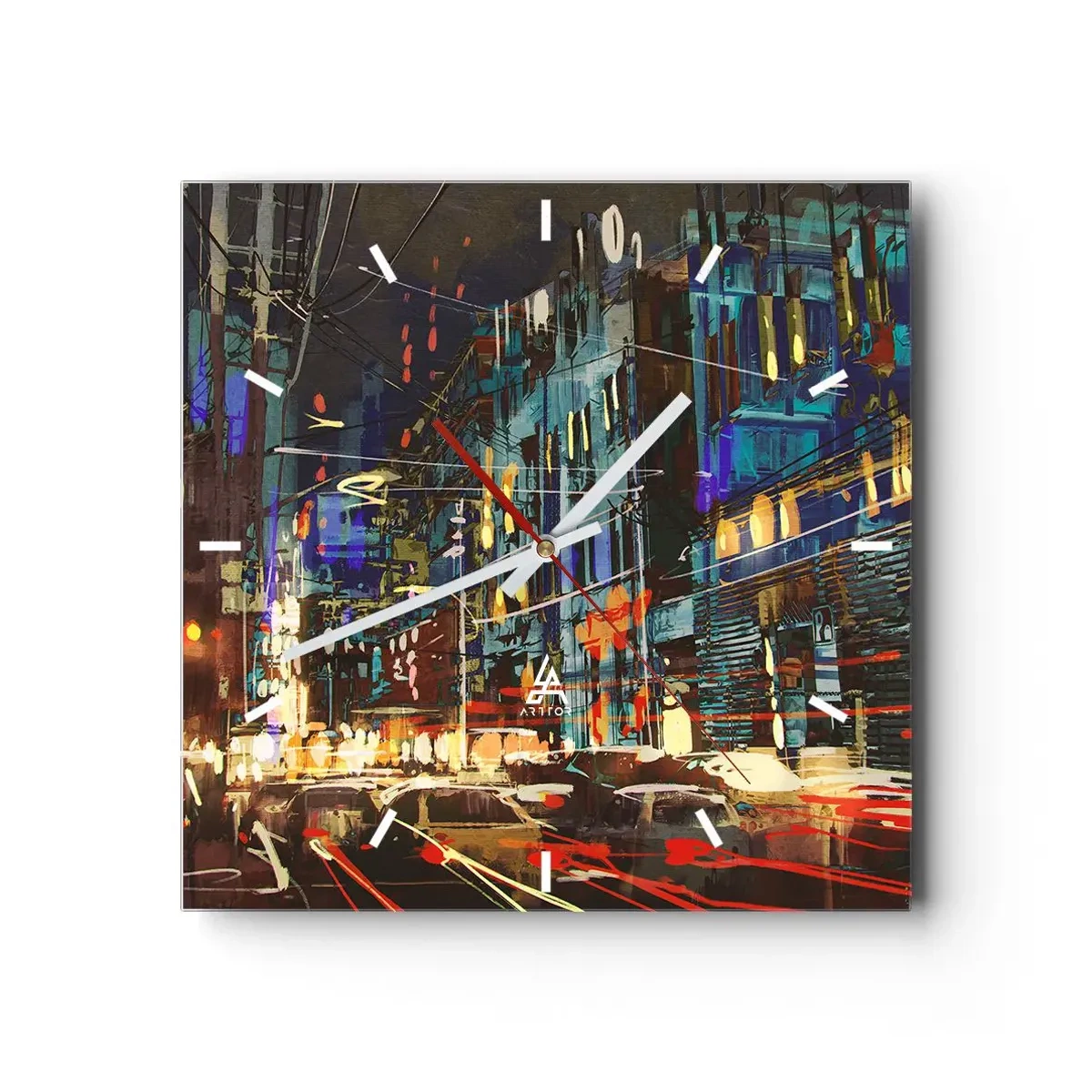 Falióra, Óra - Esti utcai nyüzsgés - 30x30 cm