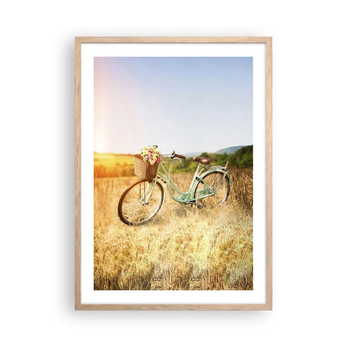 Poszter világos tölgy keretben - Itt maradok egy darabig - 50x70 cm