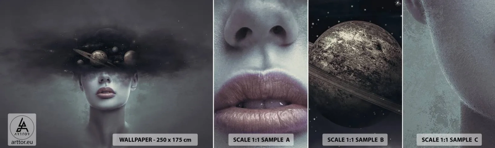 Fotótapéta Minta Standard Eco - És a bolygók megvadulnak... - Absztrakció, Női Arc, Világegyetem - 100x30 cm