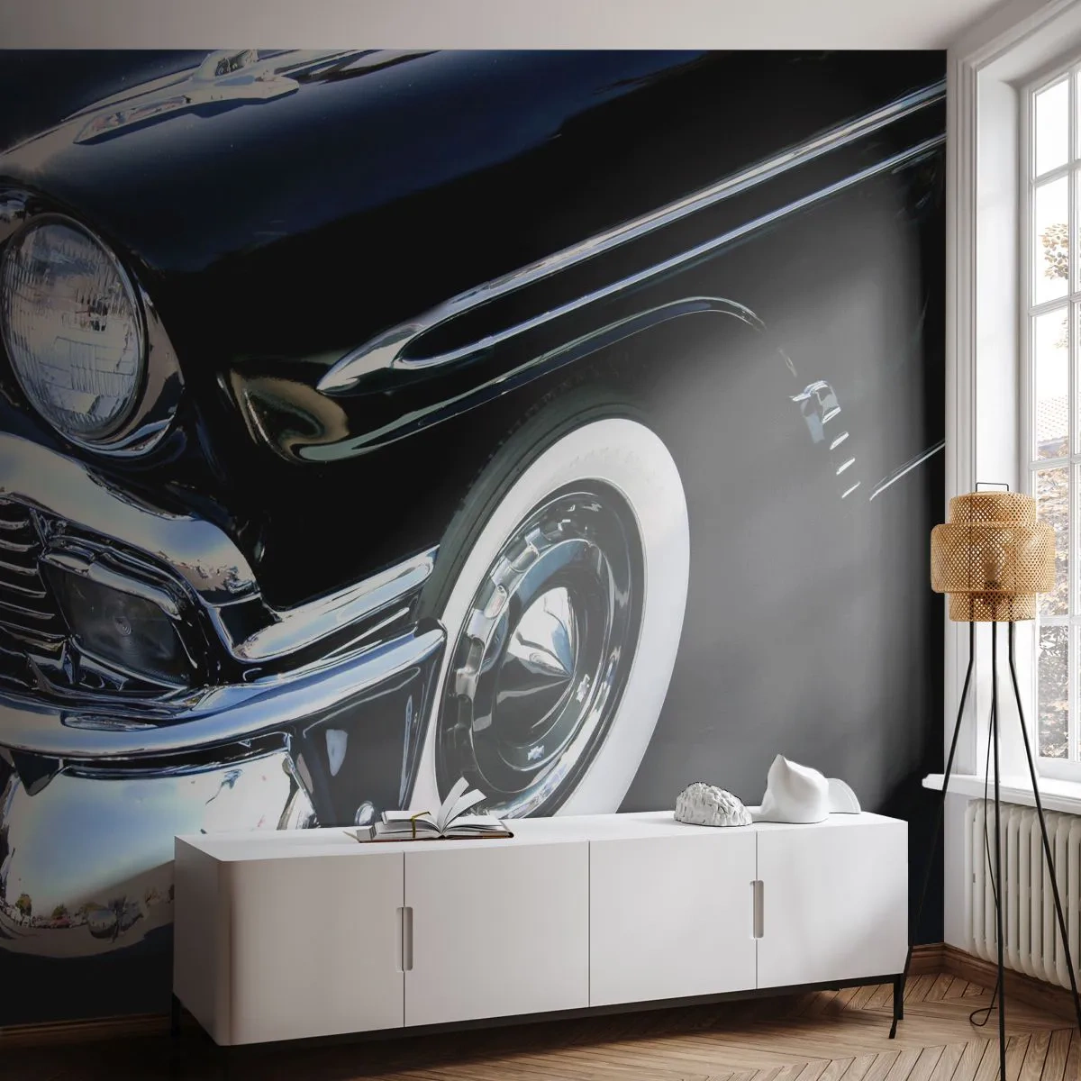 Fotótapéta Premium Canvas - Klasszika ezüst, fekete és fehér színben - Autóipari, Autó, fehér és fekete - 250x175 cm