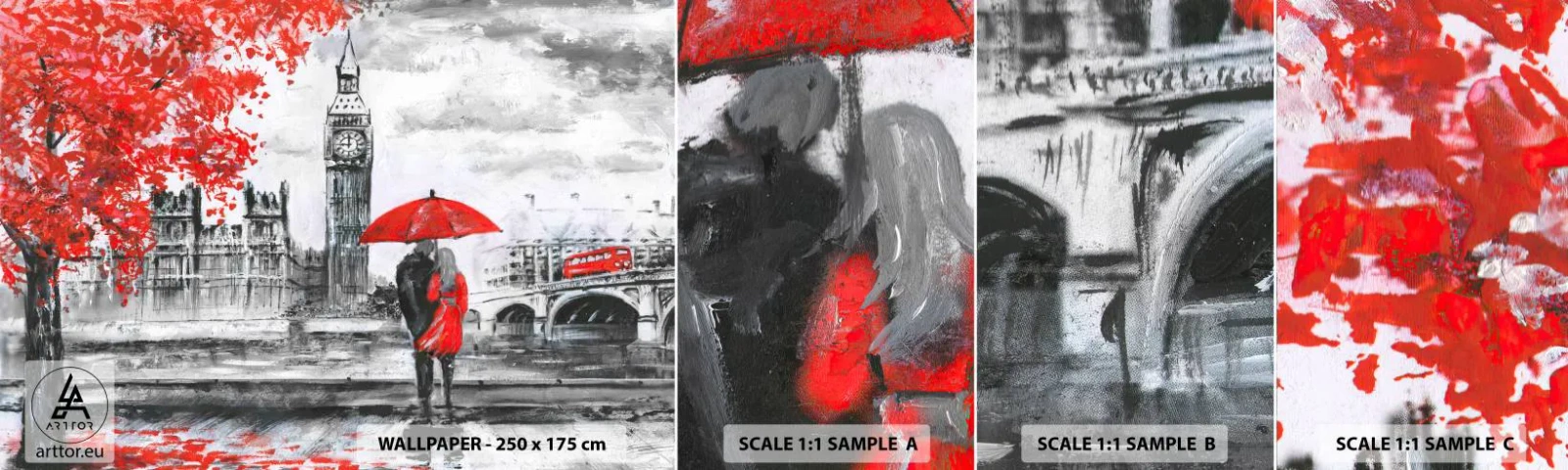 Fotótapéta Minta Standard Eco - Szerelmesek Londonban - Város, London, Szerelmes pár - 100x30 cm