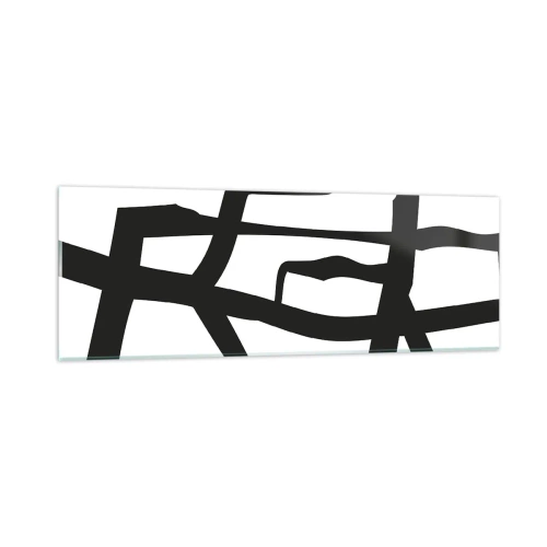 Üveg kép - Fekete-fehér konstrukció - 90x30 cm