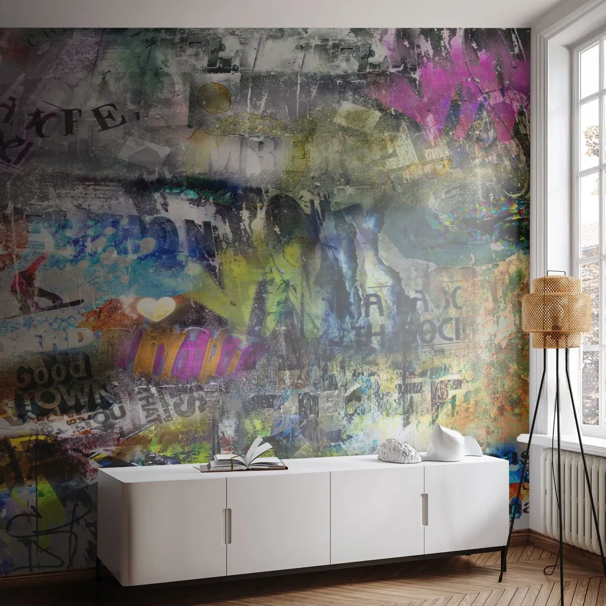 Fotótapéta Standard Eco - Emlékek kollázsa - Falfirkálás, Falfestmény, Modern minta - 450x315 cm