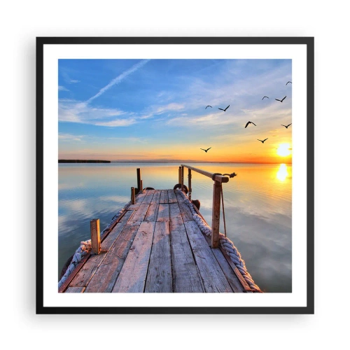 Poszter fehér keretben - Menj egyenesen a nap felé - 60x60 cm