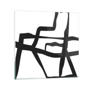 Üveg kép - Fekete-fehér konstrukció - 60x60 cm