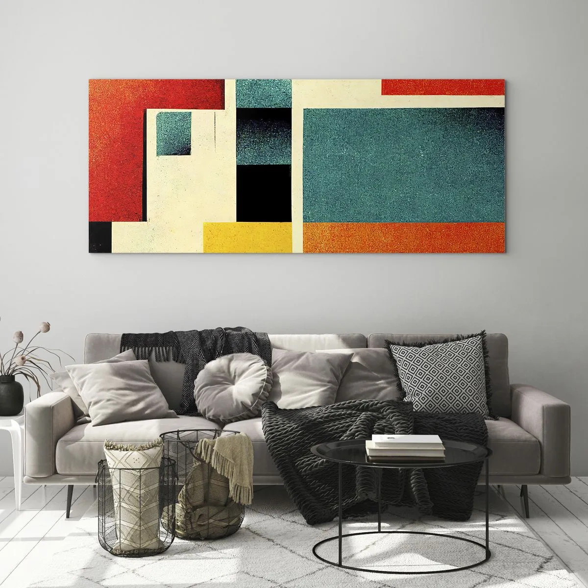 Üveg kép - Geometrikus absztrakció - jó energia - 100x40 cm