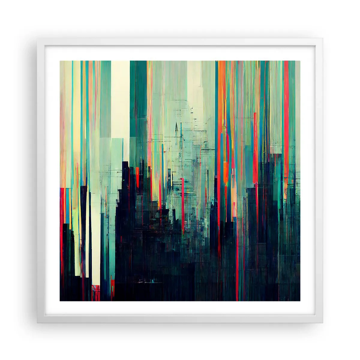 Poszter fekete keretben - Futurisztikus város - 60x60 cm