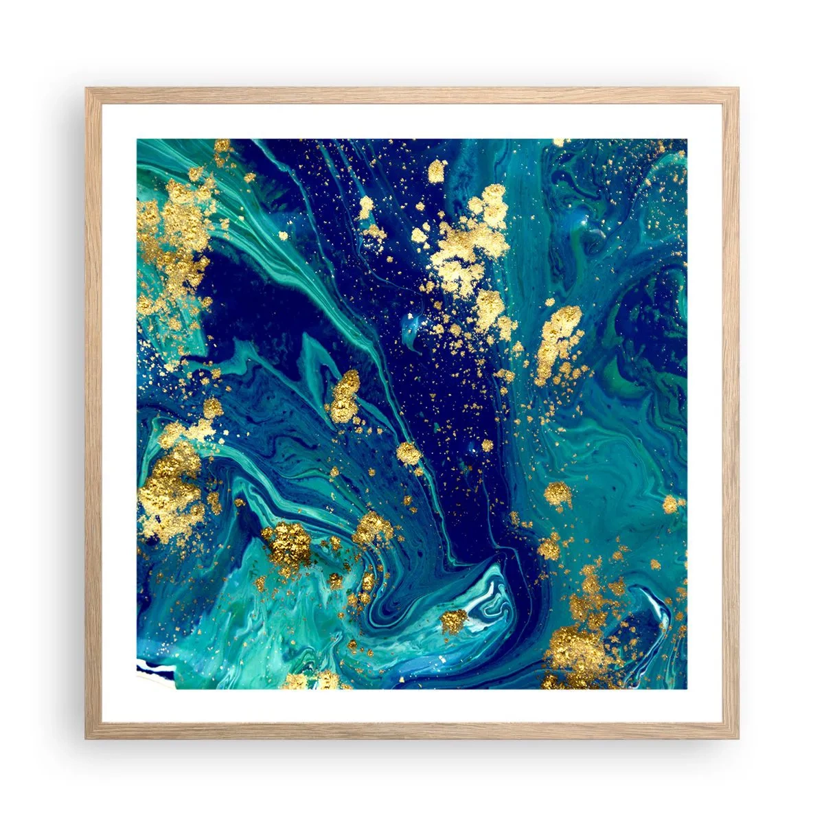 Poszter világos tölgy keretben - Nap pelyhek - 60x60 cm