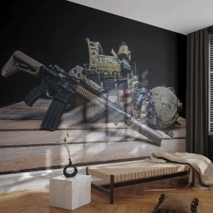 Öntapadós Fotótapéta Deluxe Sticker - Pihenj! - Katonai, Puska, Fegyver - 100x70 cm
