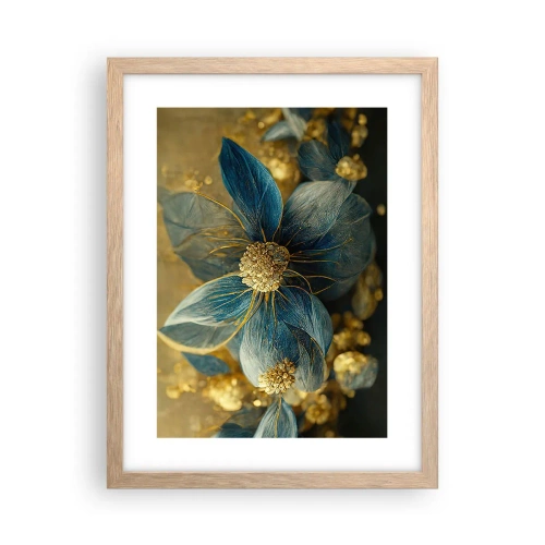 Poszter világos tölgy keretben - Aranyló virág - 30x40 cm