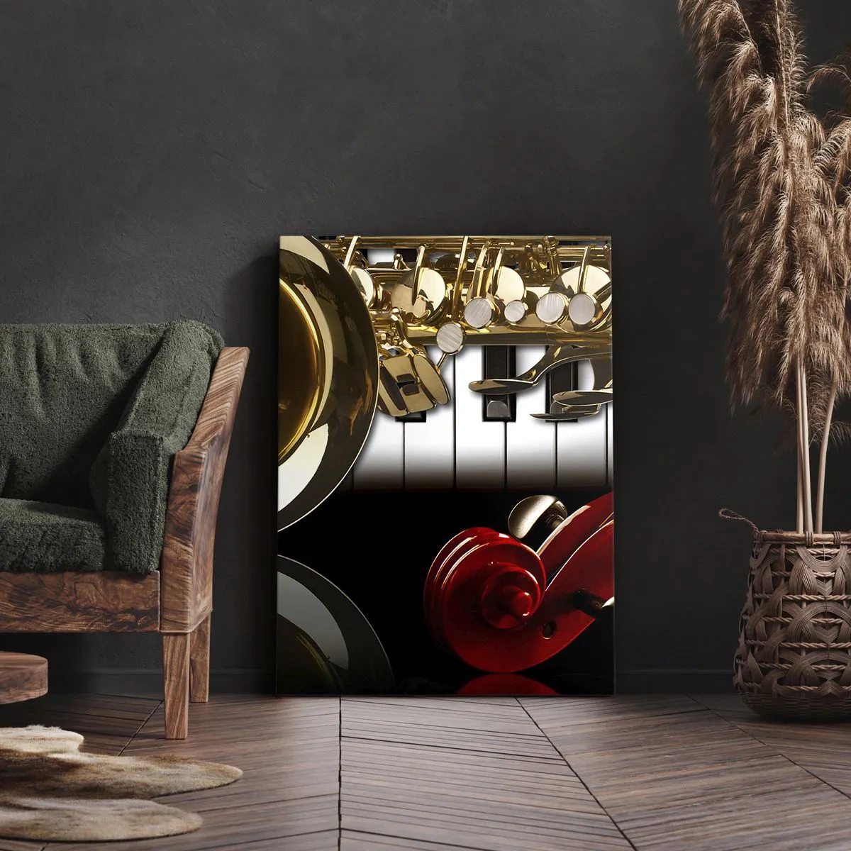 Vászonkép - Fémlemez, fa és elefántcsont - 70x100 cm