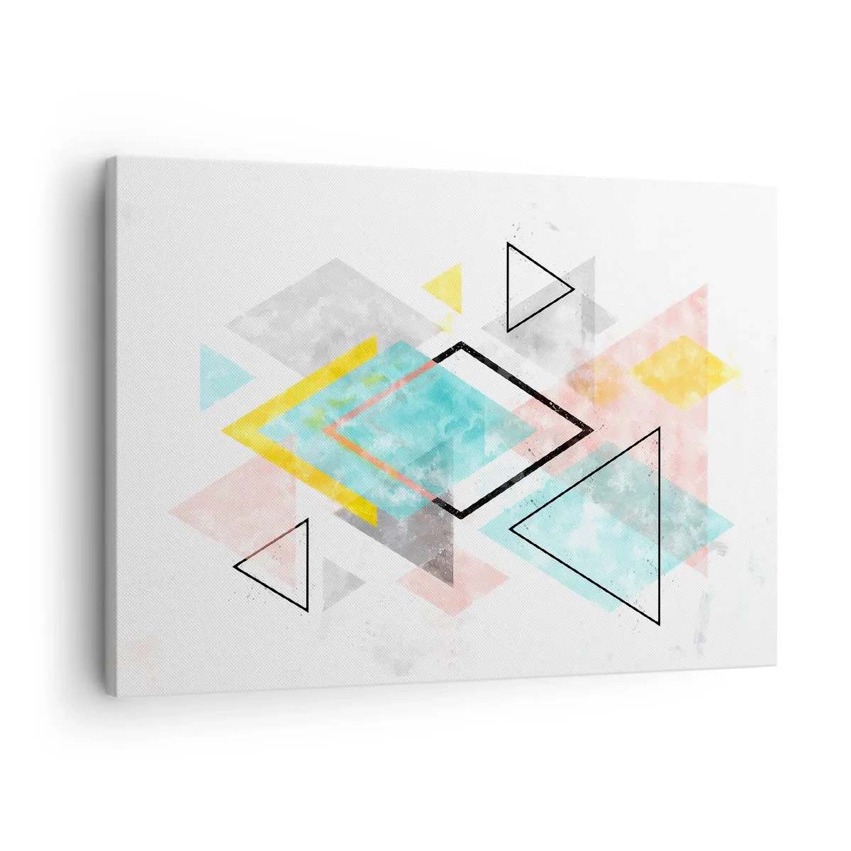 Vászonkép - Színes geometrikus minták fehér alapon - 70x50cm - Geometriai játék - Modern fali dekoráció nappalihoz és hálószobához ARTTOR