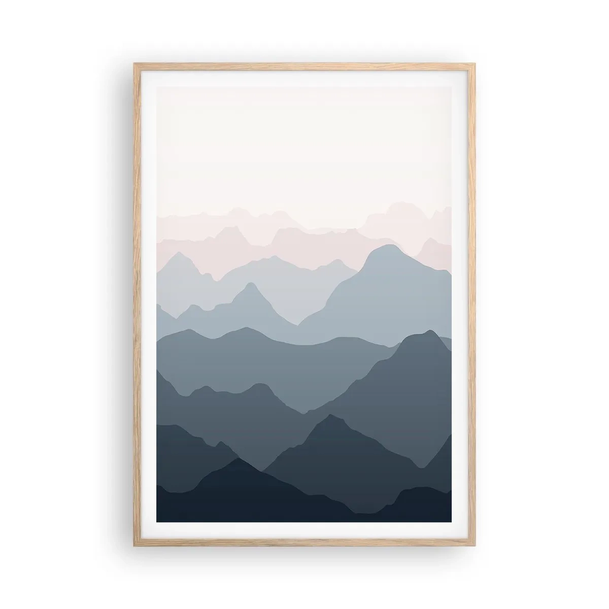Poszter világos tölgy keretben - A hegyek hullámai - 70x100 cm