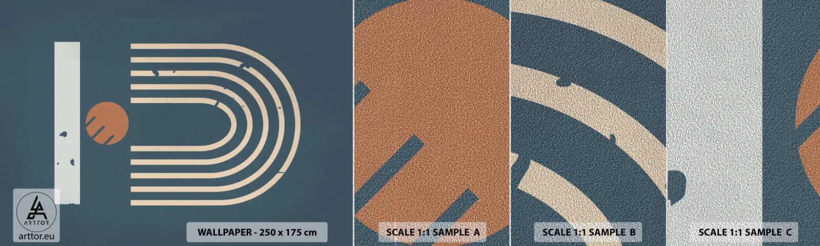 Fotótapéta Minta Premium Sand - Geometria sötétkék háttéren - Absztrakció, Darab, Grafika - 100x30 cm
