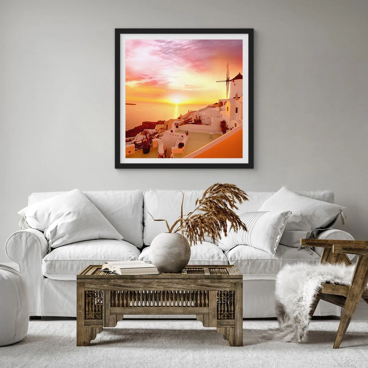 Poszter fehér keretben - Szétfolyni a fehérben és aranyban - 50x50 cm