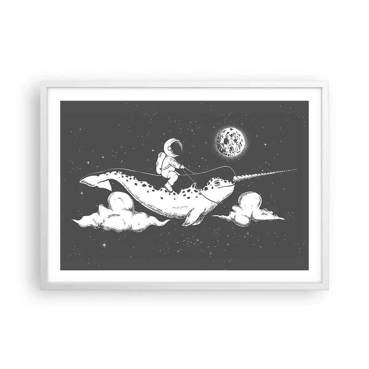 Poszter fekete keretben - Űrlovas - 70x50 cm