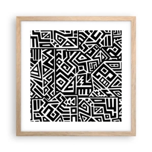 Poszter világos tölgy keretben - Kolumbusz előtti kompozíció - 40x40 cm