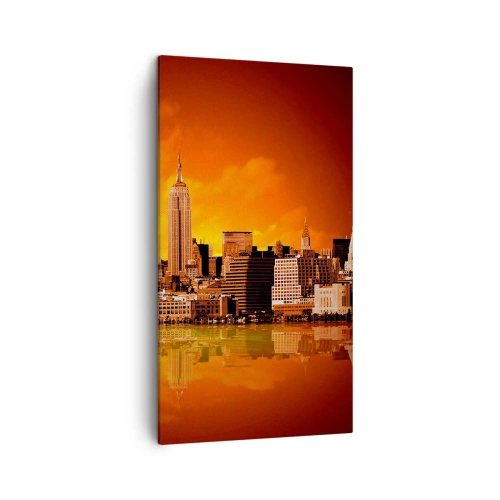 Vászonkép - A nagyvárosi panoráma sárga és bronz színben - 45x80 cm