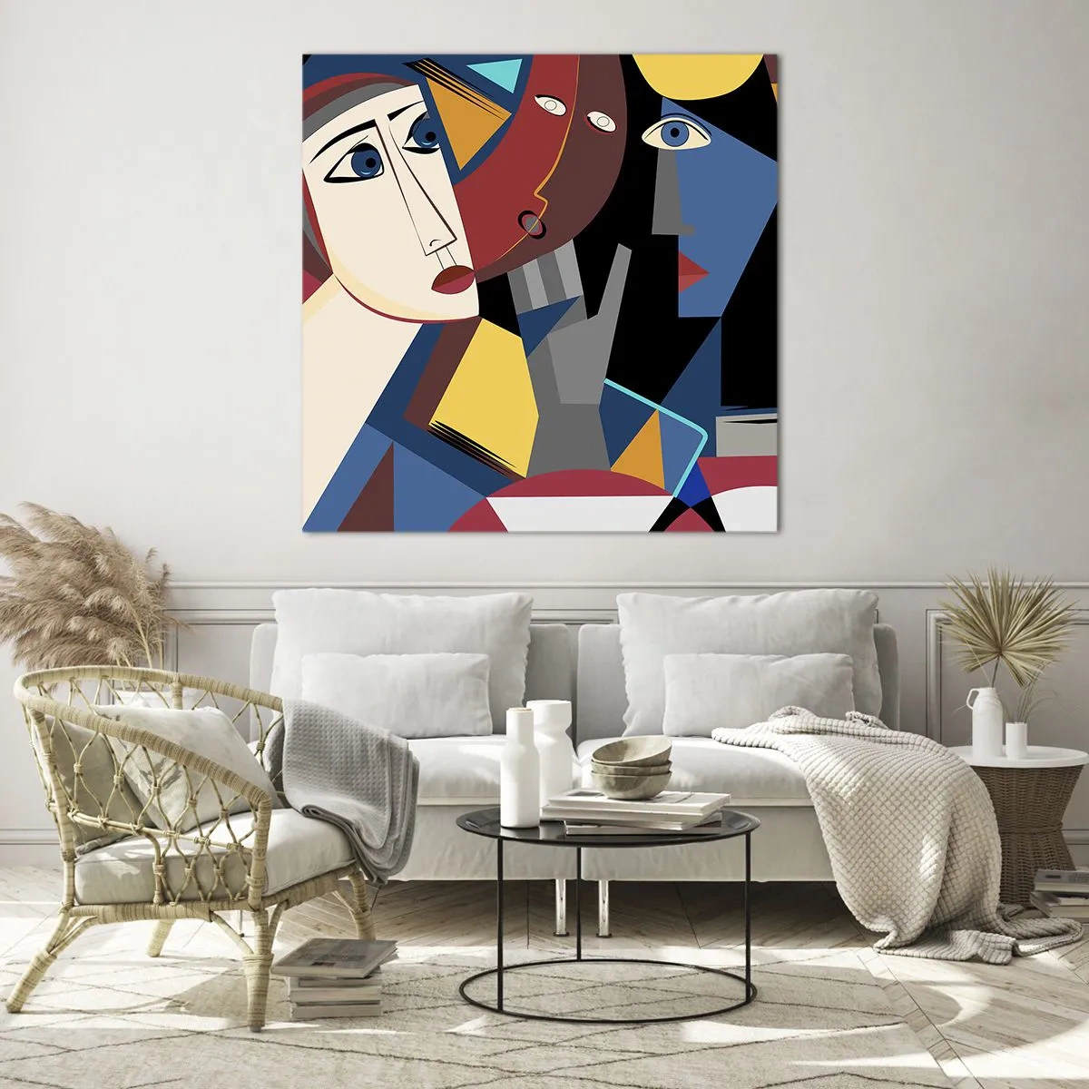 Üveg kép - Kubisták beszélgetése - 70x70 cm