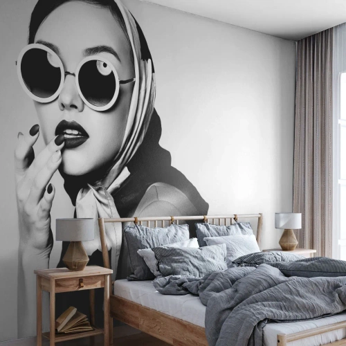 Fotótapéta Premium Sand - Üdvözlet a 60-as évekből - Nő, Női Arc, Szüret - 250x175 cm