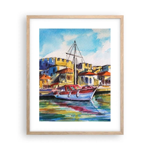 Poszter világos tölgy keretben - Szivárványos délután - 40x50 cm